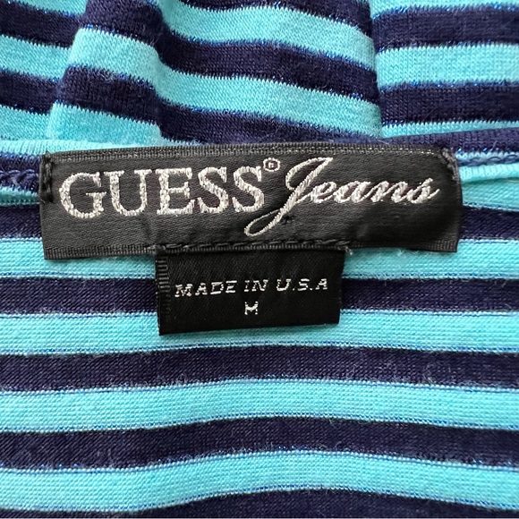 Guess Woman’s Top Blue Striped A Line Fit with Tie Long Flare Sleeves Size M - Picture 12 of 12